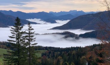 picture of fog filled Enns valley in Austria